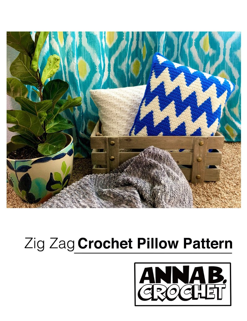 Zig Zag Crochet Pillow Pattern, Chevron Pattern image 1