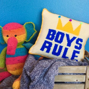 They Rule Crochet Pattern, crochet pillow pattern, crochet banner pattern image 2