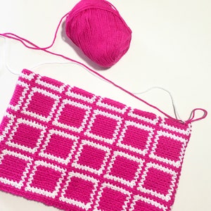 Block Square Crochet Tapestry Pattern, Crochet Pouch, Crochet Purse, Drawstring Pouch, crochet pattern, pdf download, diy accessory image 6