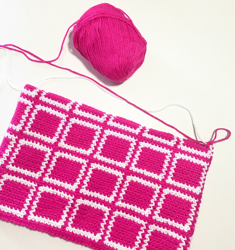 Block Square Crochet Tapestry Pattern, Crochet Pouch, Crochet Purse, Drawstring Pouch, crochet pattern, pdf download, diy accessory image 6