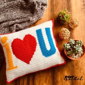 I Heart U Crochet Pillow Pattern image 1