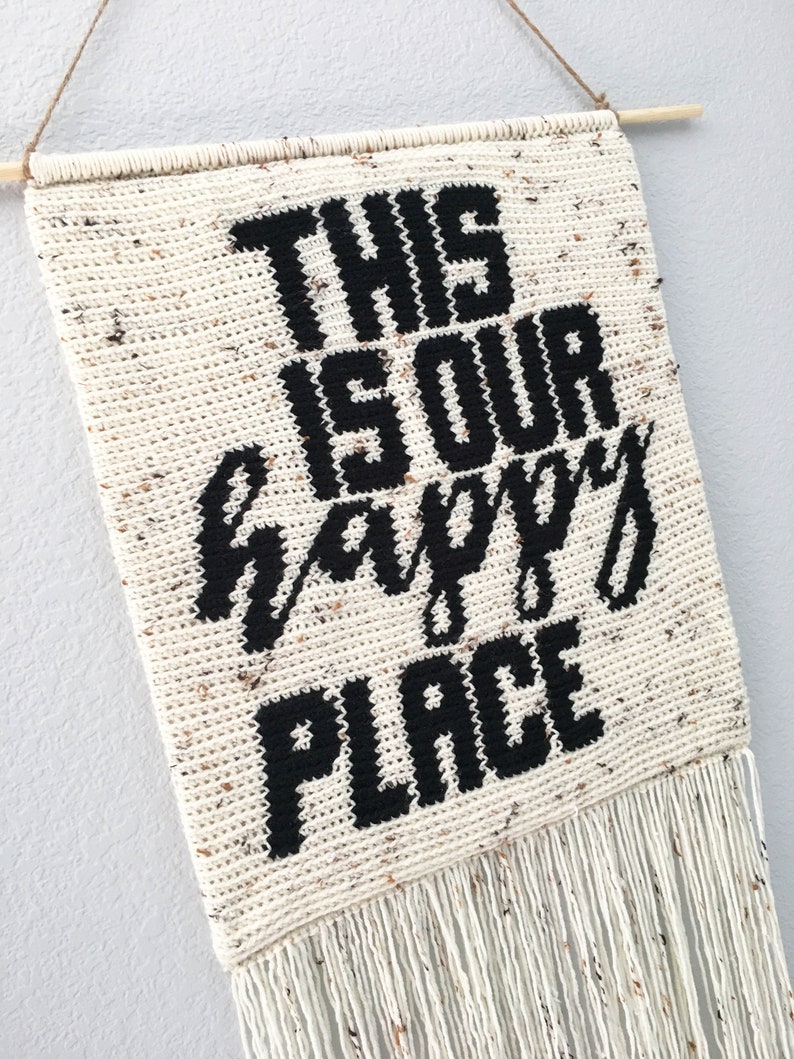 This Is Our Happy Place Crochet Wall Hanging Banner Pattern, Wall Hanging Tapestry, Wall hanging Decor, Wall Hanging Yarn image 6