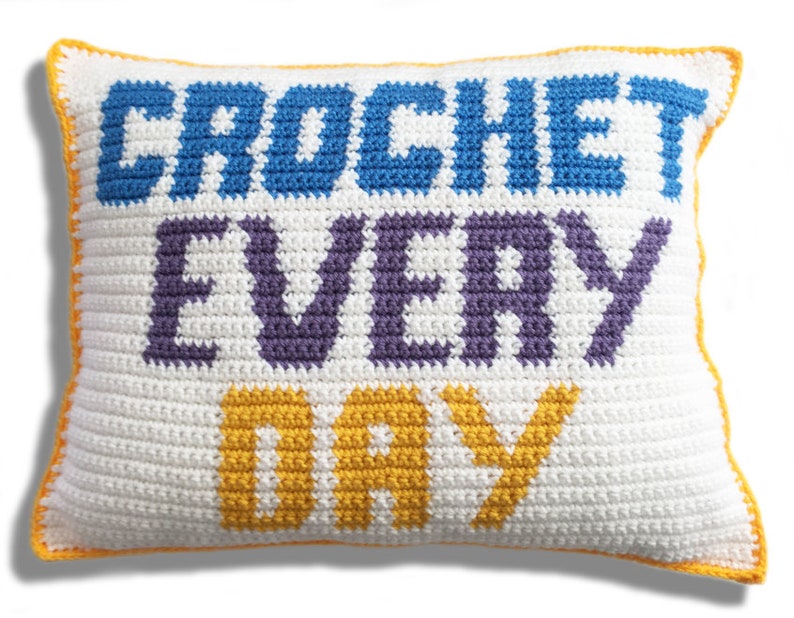 Crochet Every Day Crochet Pillow Pattern, home decor crochet, diy home decor, craft room decor, modern crochet, intarsia crochet, handmade image 2