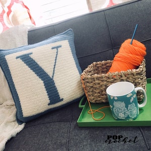 Crochet Pattern Letter Y Crochet Pillow image 2