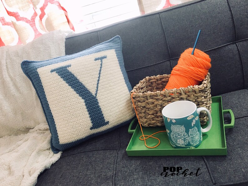 Crochet Pattern Letter Y Crochet Pillow image 2