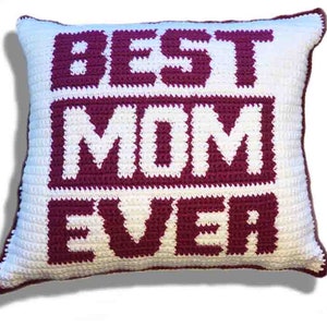 Best Ever Mom & Dad Crochet Pillow Pattern, Mother's Day Gift, Father's Day Gift, Handmade Gift image 3