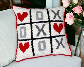 Tic Tac Tote Valentine Crochet Pillow Pattern, Instant PDF Download, Valentine's Day