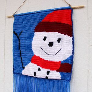 Snowman Crochet Pattern, snowman pillow, snowman wall hanging banner, Christmas Decor image 6