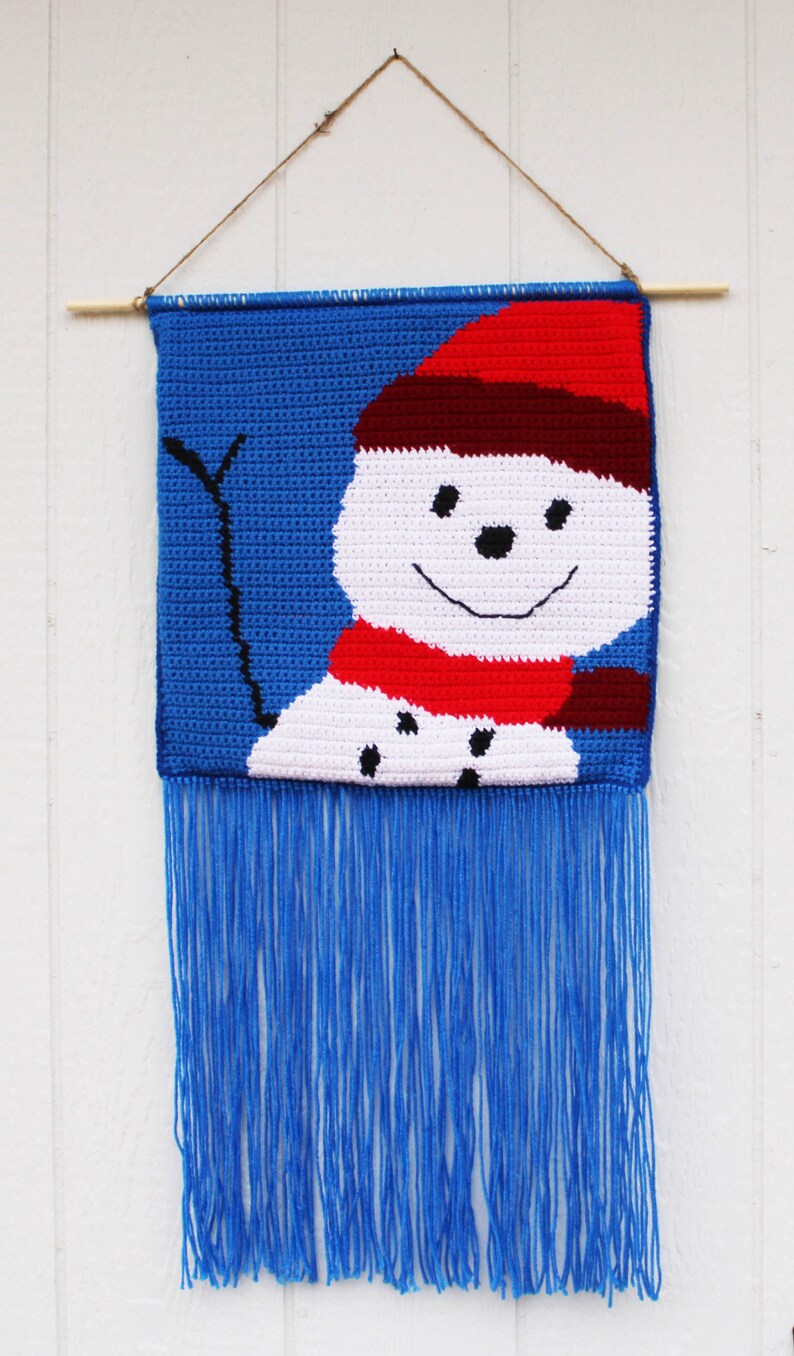 Snowman Crochet Pattern, snowman pillow, snowman wall hanging banner, Christmas Decor image 5