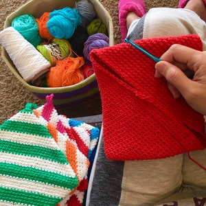 Stripes Potholder Crochet Pattern, Hot Pad Crochet Pattern, easy double thick crochet pattern, instant pdf, download, hot pad, gift ideas image 7