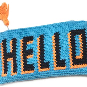 HELLO Pouch Tapestry Crochet Pattern, Purse Tapestry Pattern, diy accessory, instant pdf download image 6