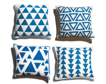 Triangle Bundle Crochet Pillow Pattern Set / bundle pattern / instant pdf download / crochet tutorial / home decor / modern crochet