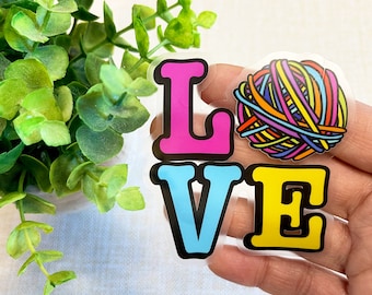 LOVE Yarn Clear Sticker, yarn lover, crochet theme, knit theme, laptop sticker , water bottle sticker, waterproof sticker