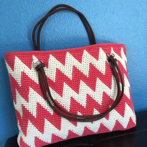 Zig Zag Crochet Tote Bag Pattern crochet beginners instant pdf download image 3