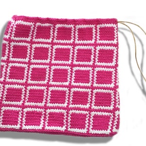 Block Square Crochet Tapestry Pattern, Crochet Pouch, Crochet Purse, Drawstring Pouch, crochet pattern, pdf download, diy accessory image 5