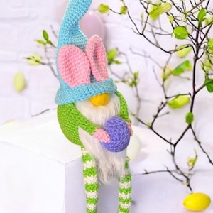 Wzór na szydełkowego krasnala wielkanocnego, ręcznie robione ozdoby wielkanocne, duże amigurumi, natychmiastowe pobranie pliku pdf