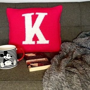 Letter K Crochet Pillow Pattern, Initial Monogram Pillow image 6