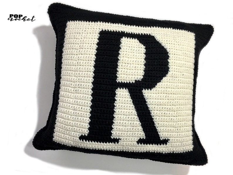 Letter R Crochet Pillow initial monogram pillow crochet Etsy