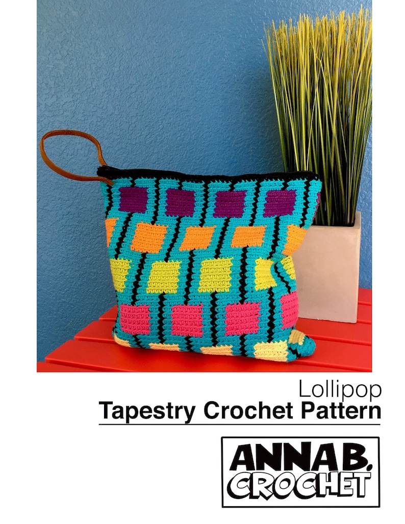 Lollipop Tapestry Crochet Pattern, Crochet Pouch, Crochet Clutch, Crochet Purse image 1