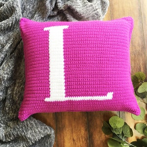 Letter L Crochet Pillow Pattern, Monogram Initial Pillow image 6