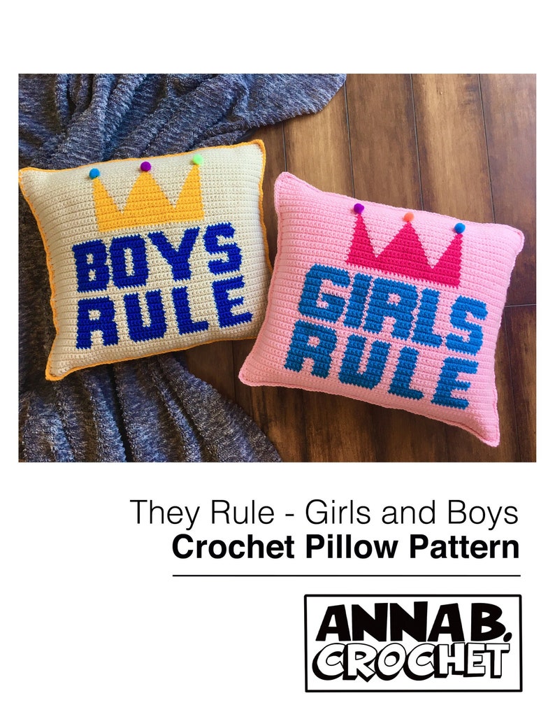 They Rule Crochet Pattern, crochet pillow pattern, crochet banner pattern image 1