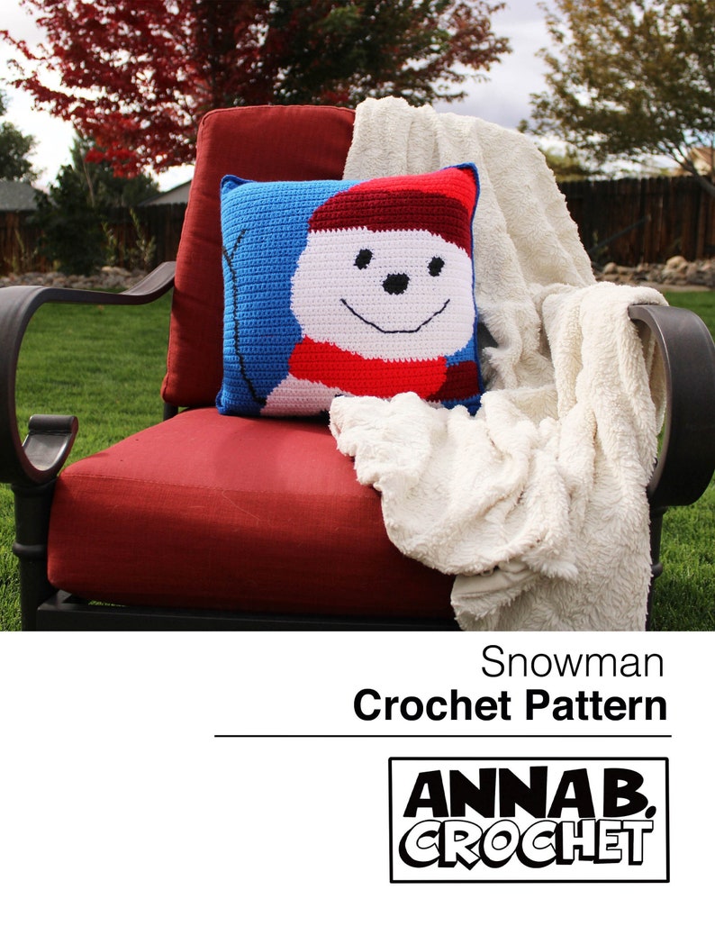 Snowman Crochet Pattern, snowman pillow, snowman wall hanging banner, Christmas Decor image 1