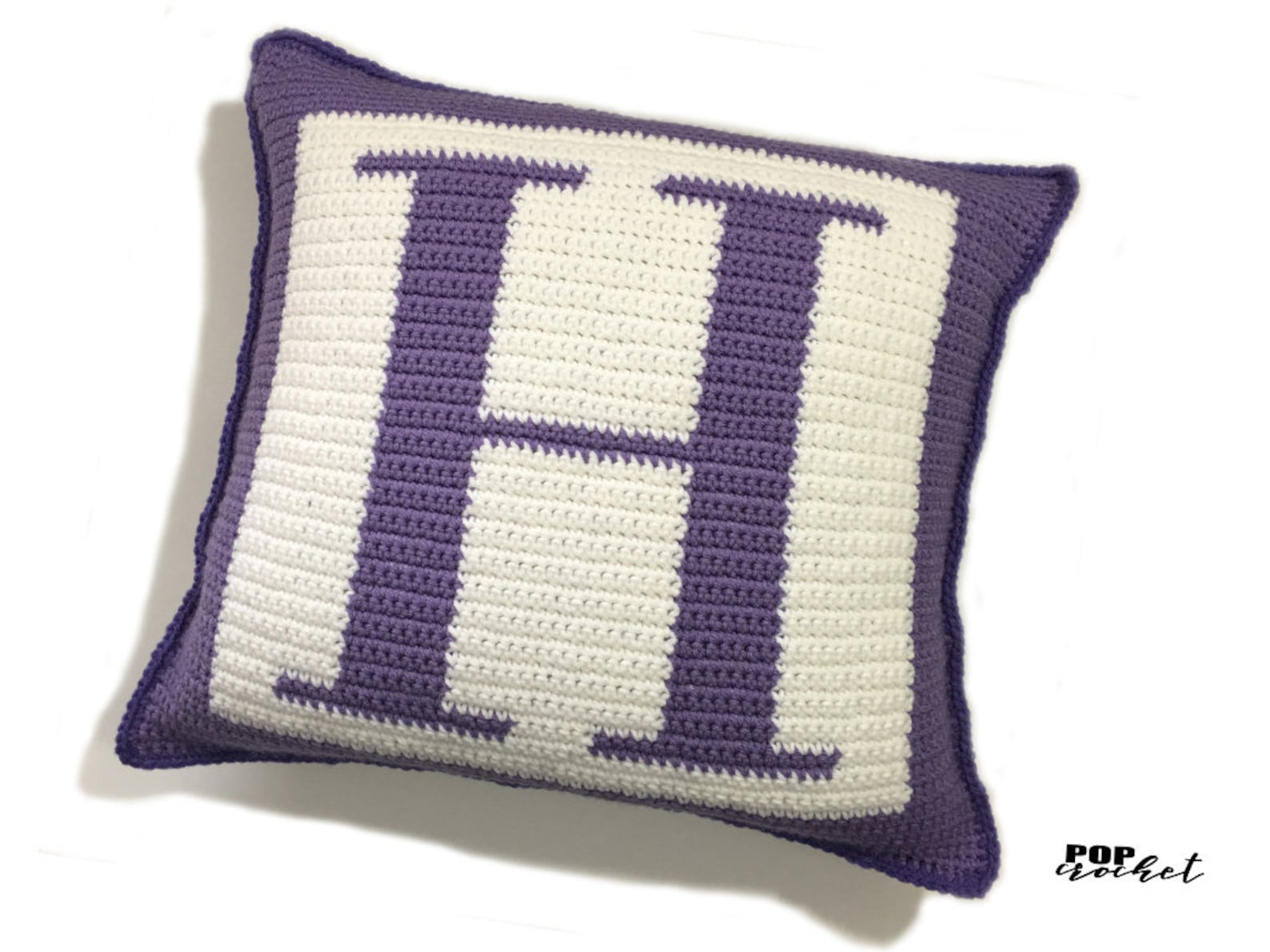 Letter H Crochet Pillow Pattern Initial Monogram Pillow Etsy