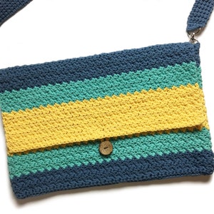 Messenger Crochet Bag Pattern, crochet purse, suzette stitch pattern, pdf instant download, diy bag, stripes bag, color block bag image 7