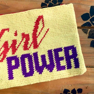 Girl Power Crochet Tapestry Pattern, crochet pouch, crochet purse, crochet pattern, diy accessory, instant pdf download image 4