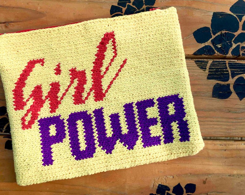 Girl Power Crochet Tapestry Pattern, crochet pouch, crochet purse, crochet pattern, diy accessory, instant pdf download image 4