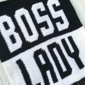 BOSS LADY Crochet Wall Hanging Banner Pattern, Wall Hanging Tapestry, Wall Hanging Decor, Wall Hanging Yarn, diy wall decor image 2