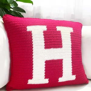 Letter H Crochet Pillow Pattern, Initial Monogram Pillow, modern letter throw pillow, diy throw pillow cover, crochet tutorial, home decor