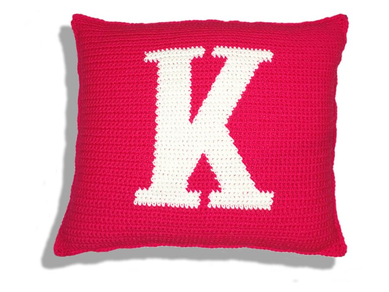 Letter K Crochet Pillow Pattern, Initial Monogram Pillow image 3