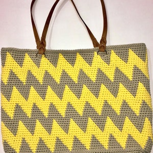 Zig Zag Crochet Tote Bag Pattern crochet beginners instant pdf download image 9