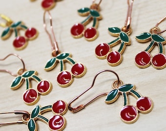 Cherry Love Stitch Markers, Set of 10, crochet and knitting tools, progress keepers
