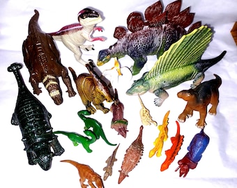 Dinosaur Toys Plastic Action Figure Dinosaurs Sold as a Group of 17 Variety of Styles and Sizes