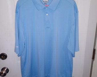 Herren Golfshirt Vintage PING Hellblaues Poloshirt Größe XL