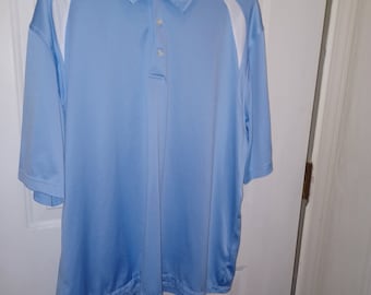 Men's Golf Shirt Polo Shirt Size XL Vintage PING Performance Light Blue White