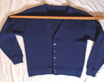 Marineblaue Strickjacke Vintage Knopfleiste Pullover 1960er Jahre Strick Männer Frauen Golf Sport Warm Trendy Classic Punk Dad Opa