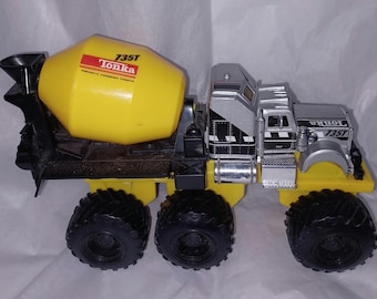 Tonka Zement LKW Gelb Silber Schwarz Diecast Metal Fahrzeug Spielzeug Kenwertiger Aerodyne Tonka 735T Mighty Cement Truck 1999