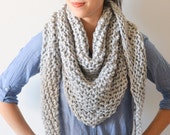 Womens Knit Wrap - Knit Wrap Shawl - Oversized Scarf - Chunky Knit Scarf - Triangle Scarf - Wrap Scarf - Kerchief Scarf