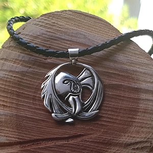 Rabe rund Anhänger, Huning und Muning Anhänger, nordische Mythologie Schmuck, Sterling, Silber Anhänger, Cosplay Anhänger, Natursteine