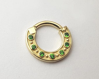 Septum clicker, gold nose ring, nose piercing, fashion jewelry, diamonds piercing, 16g clicker ,gift jewelry, 14g septum, gold body jewelry.