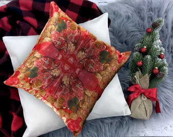 Home gift, Home decoration, Flowers pillow, Floral Couch Pillow, Red Pillow, Decorative cushion, Unique pillow, Home decoration, Original