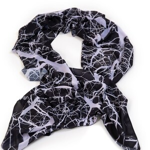 Black scarf, Tree scarf, Dark scarf, Black long scarf, Flowing scarf, Unique scarf, Unique gift, Gift women, mom gift, Chiffon, Silky scarf image 4