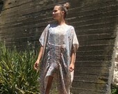 Oversize tuck Tunic Top Dress Pastel Print Kaftan Loose Dress Asymmetrical Top Plus Size Drape Dress