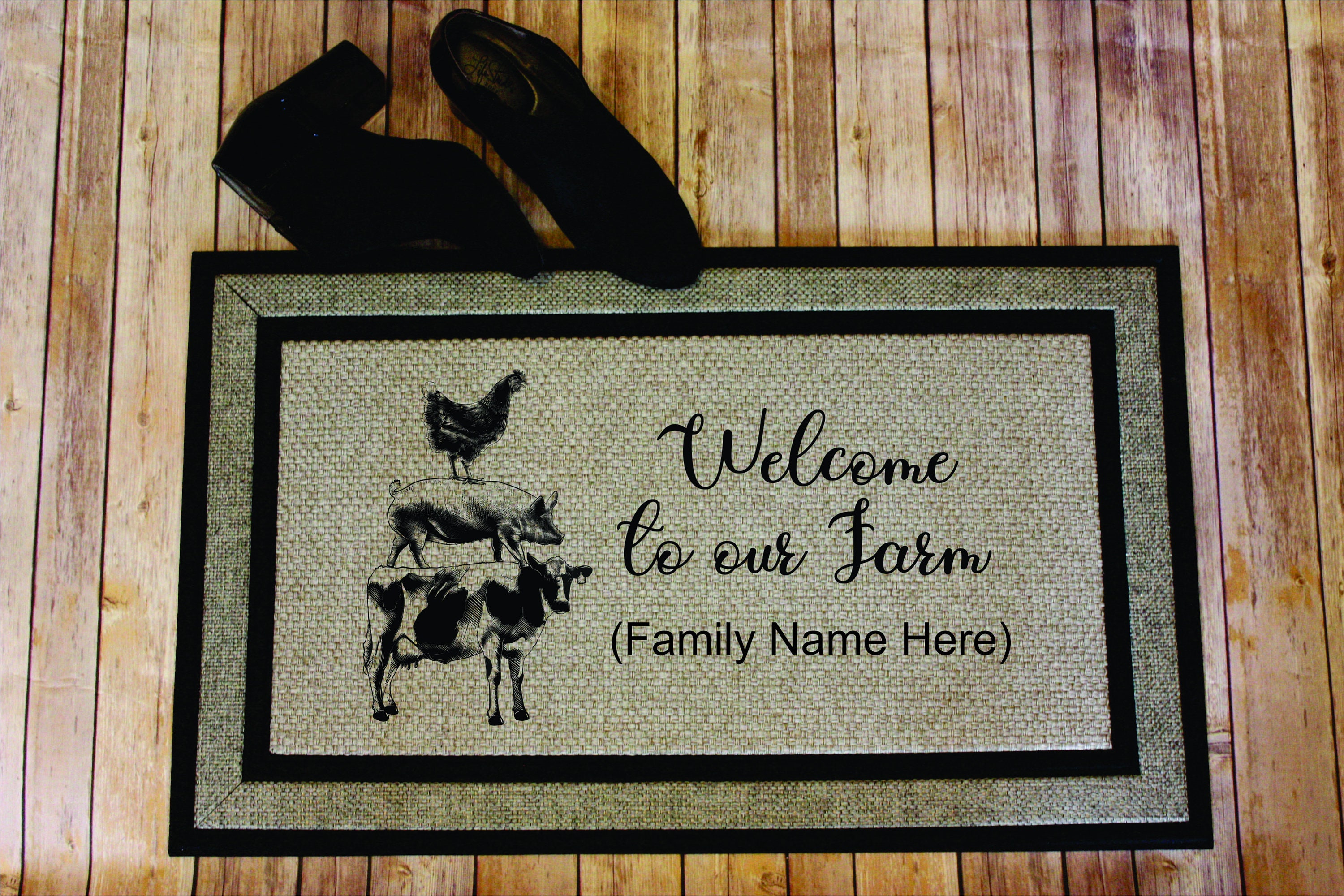 Door MatThree Farm Animals Personalized Etsy