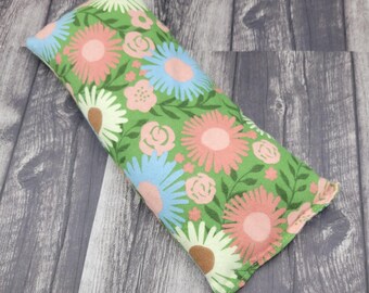 Heat pad - cold pack.  Soft flannel with pastel flowers.  3 sizes - filled with rice and flax - lavender can be added!