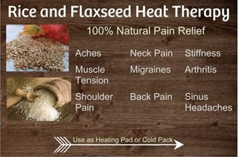 100% Natural heat pad sustainable gift, get well gift for men or women, flax and rice, microwave heat pad, heating pad, hot cold pack image 7