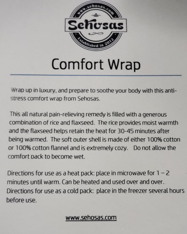 100% Natural heat pad sustainable gift, get well gift for men or women, flax and rice, microwave heat pad, heating pad, hot cold pack image 6